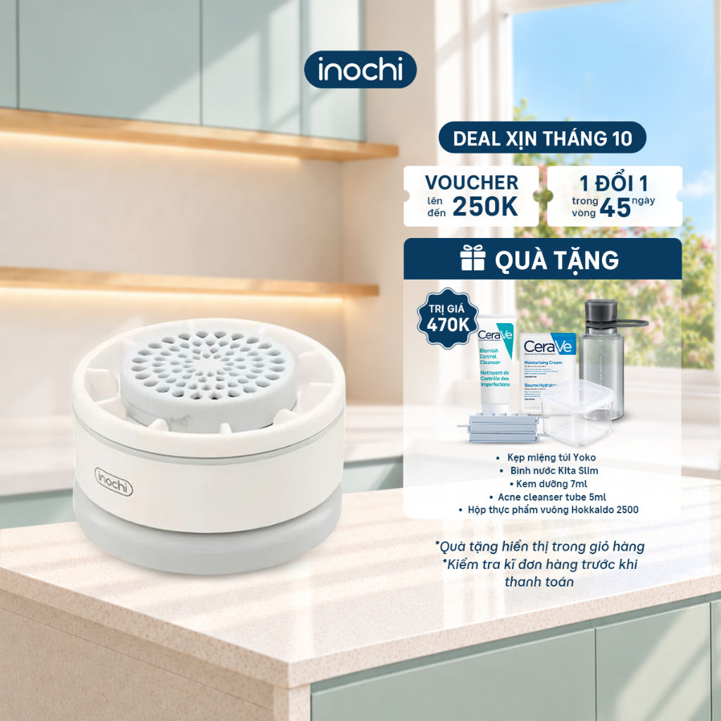 Inochi Máy Rửa Thực Phẩm Akiba Plus - Làm sạch, Khử mùi nhanh, Thiết kế nhỏ gọn, An toàn cho cả gia đình