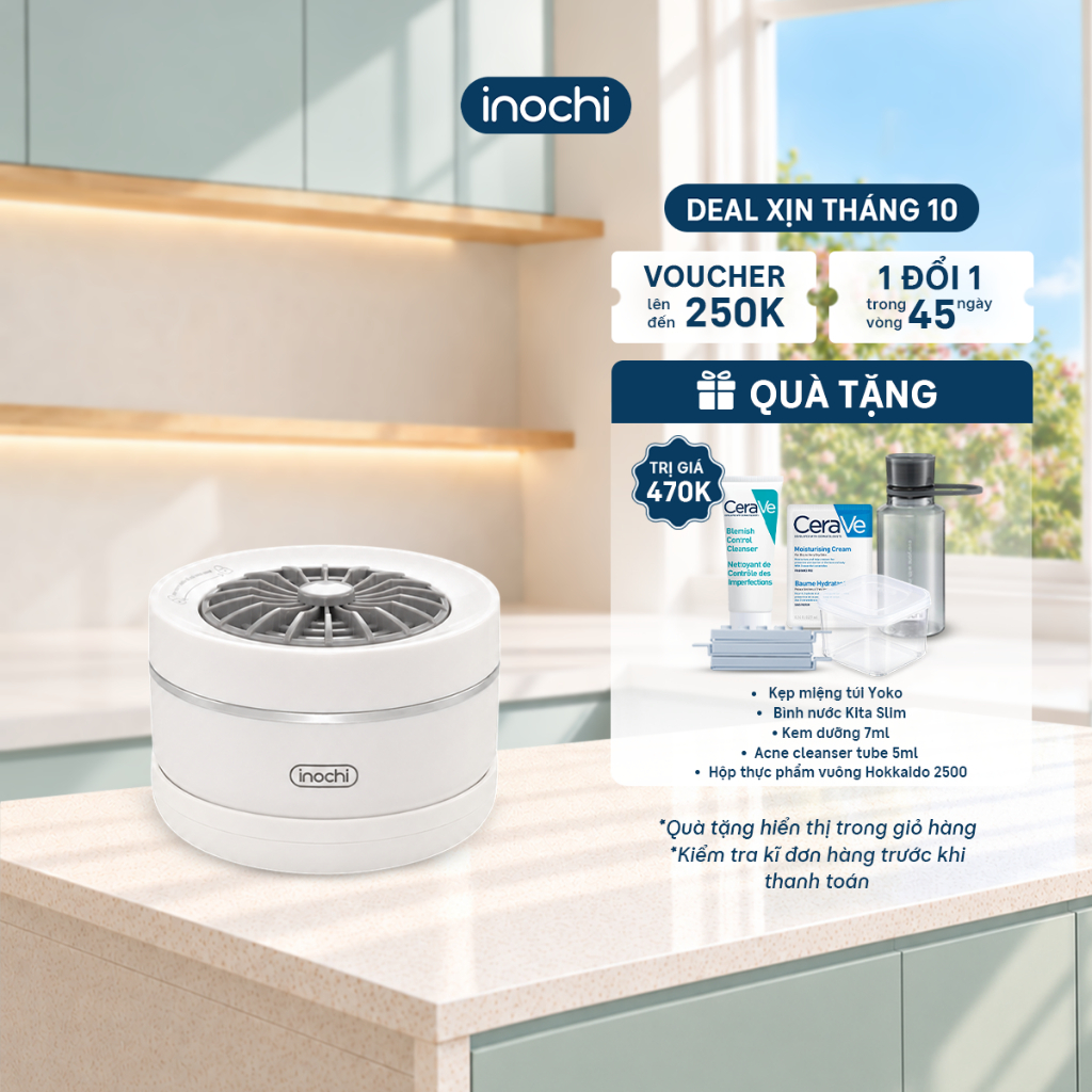 Inochi Máy Rửa Thực Phẩm Akiba - làm sạch, khử mùi nhanh, thiết kế nhỏ gọn, an toàn cho cả gia đình