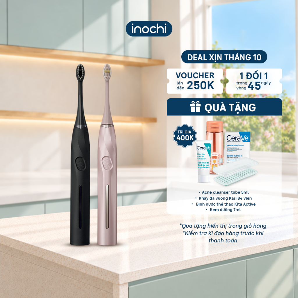 Bàn chải điện sóng âm Okina Chic SG-2752+6055 -  5 chế độ chuyên sâu - Công nghệ Sonic độc quyền, Trắng răng toàn diện