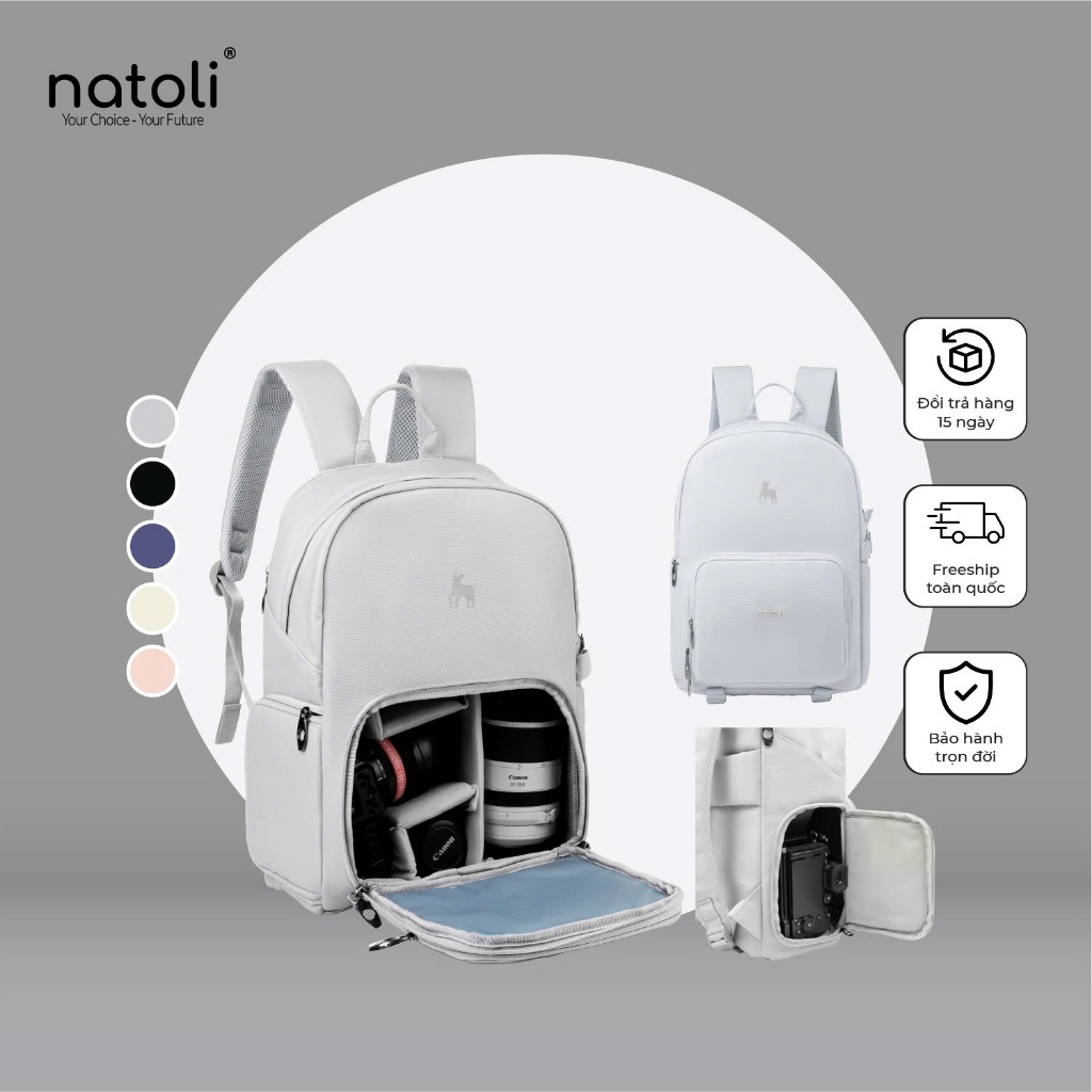 Balo máy ảnh, balo camera chống nước NATOLI, nhiều ngăn đựng laptop đi du lịch BST Durable Premium Camera Backpack B29