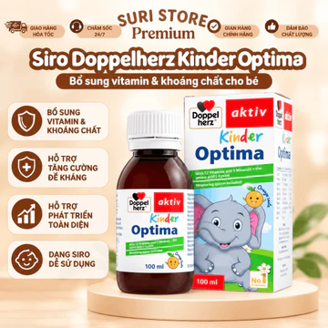 [CHÍNH HÃNG] Siro Vitamin Doppelherz Kinder Optima Đức 100ml Cho Bé, 12 Vitamin 5 Khoáng Chất, L-Lysine | Suri Store