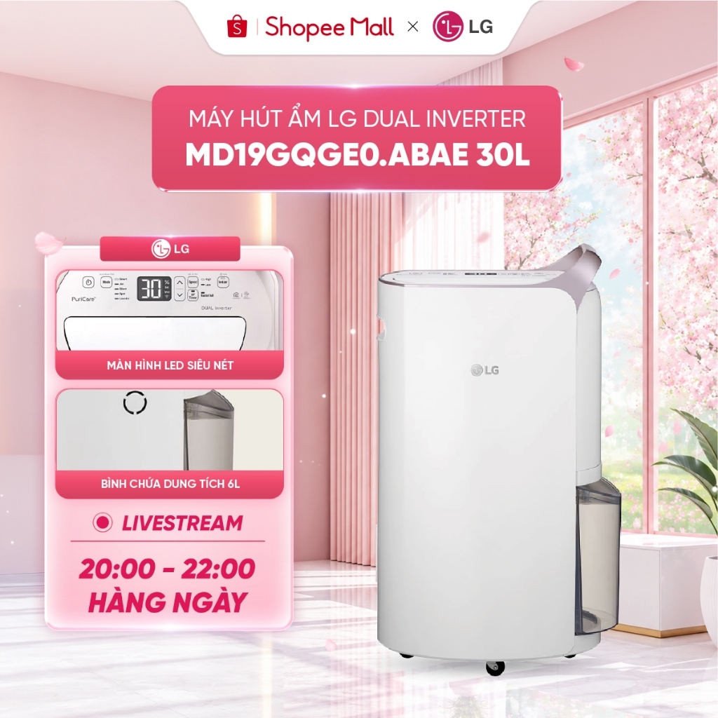 Máy hút ẩm LG Dual Inverter MD19GQGE0.ABAE 30L Bảo Hành Chính Hãng 12 Tháng