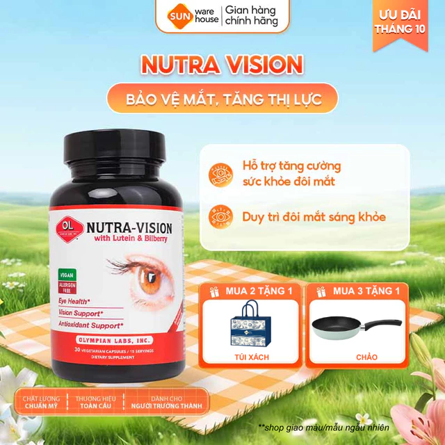 Viên Uống Bổ Mắt OLYMPIAN LABS Nutra-Vision Tăng Cường Thị Lực, Cho Đôi Mắt Khoẻ Mạnh 30 Viên và 60 Viên