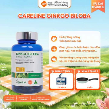 Viên Uống Cải Thiện Trí Não CARELINE Ginkgo Biloba 2500mg 60 Viên