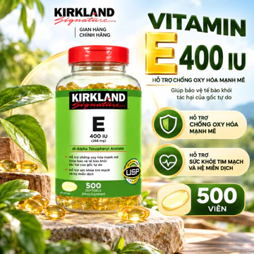 Vitamin E Kirkland Signature 400 IU 500 Viên – Viên Uống Bổ Sung Vitamin E Hỗ Trợ Làm Đẹp Da, Chống Oxy Hóa