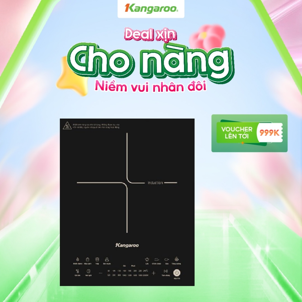 [CÔNG SUẤT 2200W - CẢM ỨNG] Bếp điện từ đơn Kangaroo KGIC22S2 - 8 chức năng tặng kèm nồi