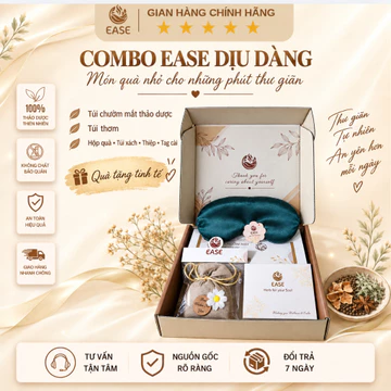 Combo EASE Dịu Dàng - Gồm Túi Chườm Mắt Thảo Dược EASe+ Túi Thơm Kèm Hộp Quà, Túi Xách, Thiệp