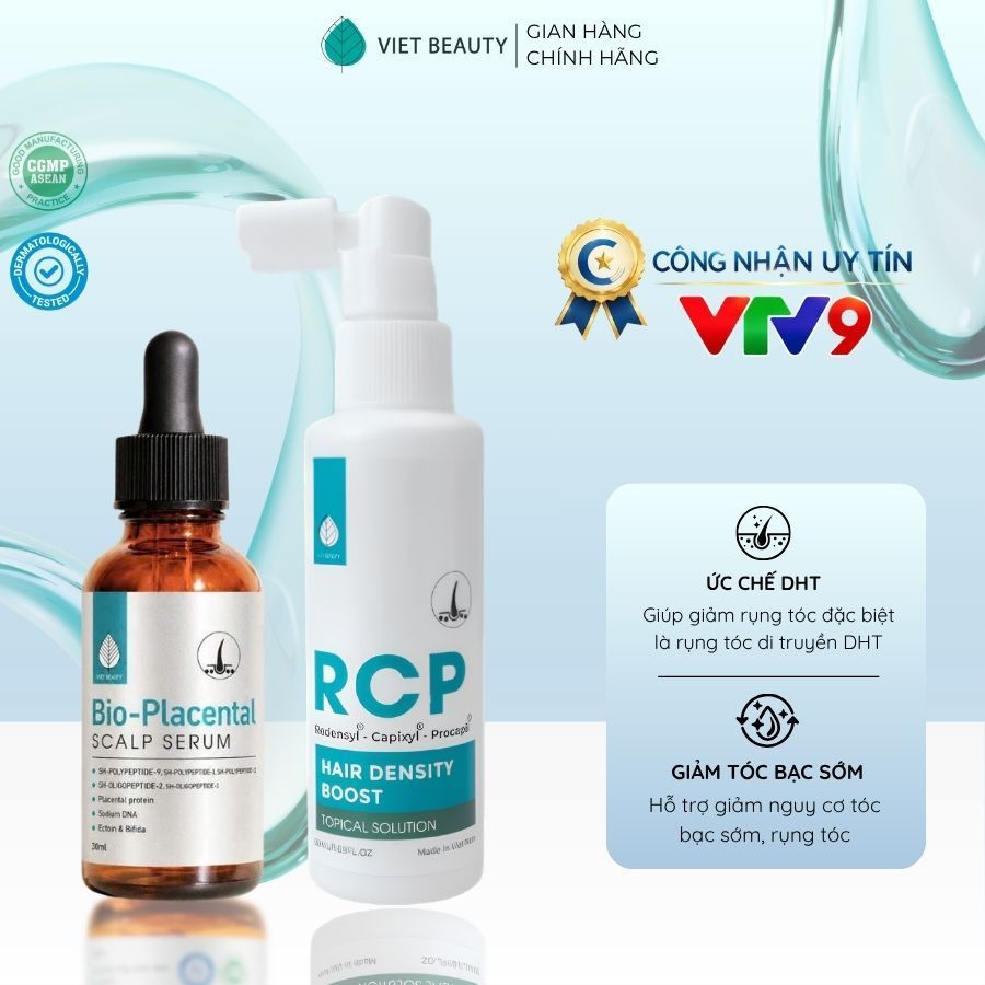 Combo serum dưỡng nang + xịt mọc tóc RCP Việt Beauty hỗ trợ mọc tóc
