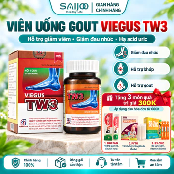 Viên Uống Gout Viegus TW3 30 Viên - Hỗ Trợ Giảm Viêm, Giảm Đau Nhức & Hạ Acid Uric Cho Người Bị Gout - Chính Hãng