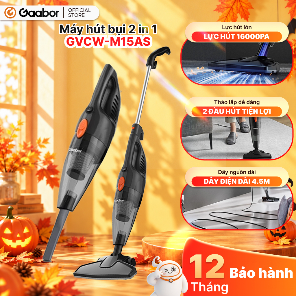 [Đa Kho] Máy hút bụi cầm tay Gaabor GVCW-M15AS có dây 2in1 lực hút 16000PA tháo lắp tiện lợi gọn dây 4.5m