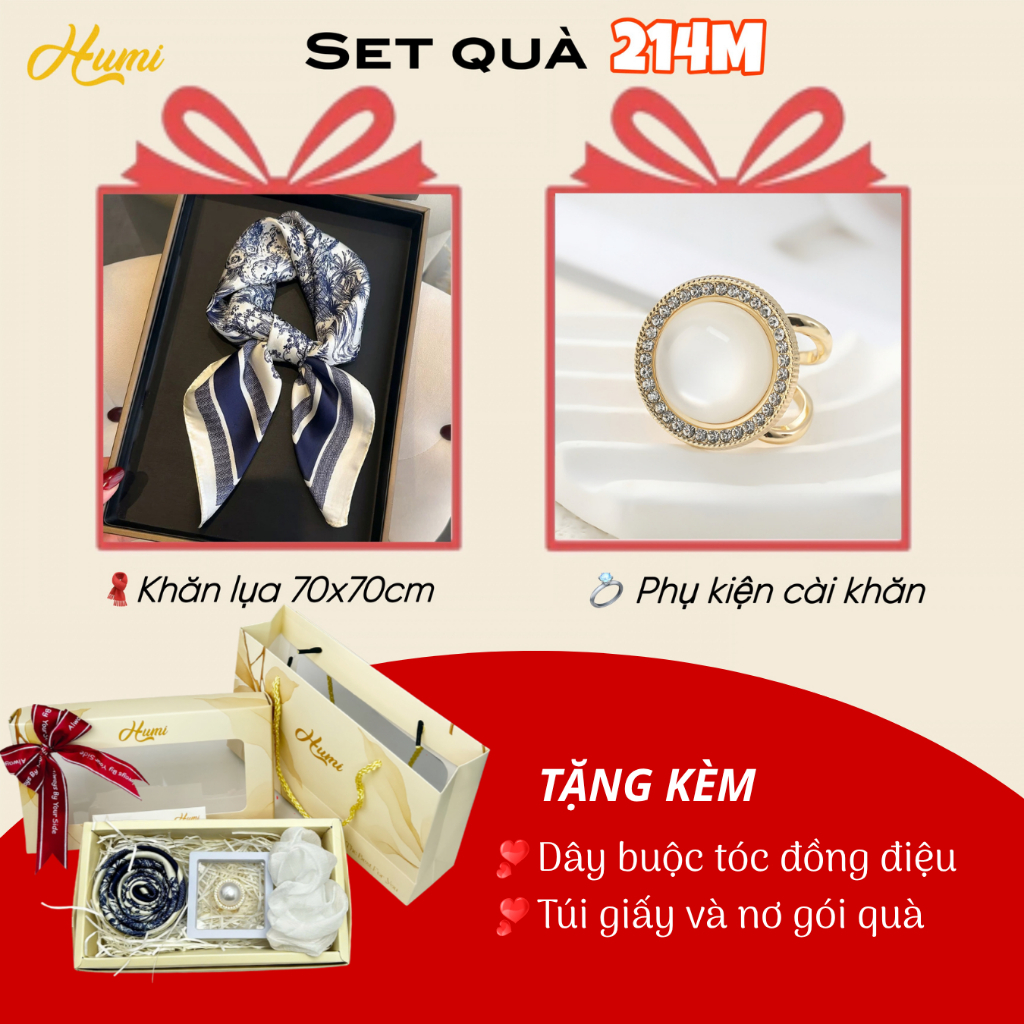 Set quà tặng khăn lụa HUMI sang trọng tặng mẹ tặng bạn gái cô giáo nhân dịp lễ 8/3/20/10/20/11 Noel