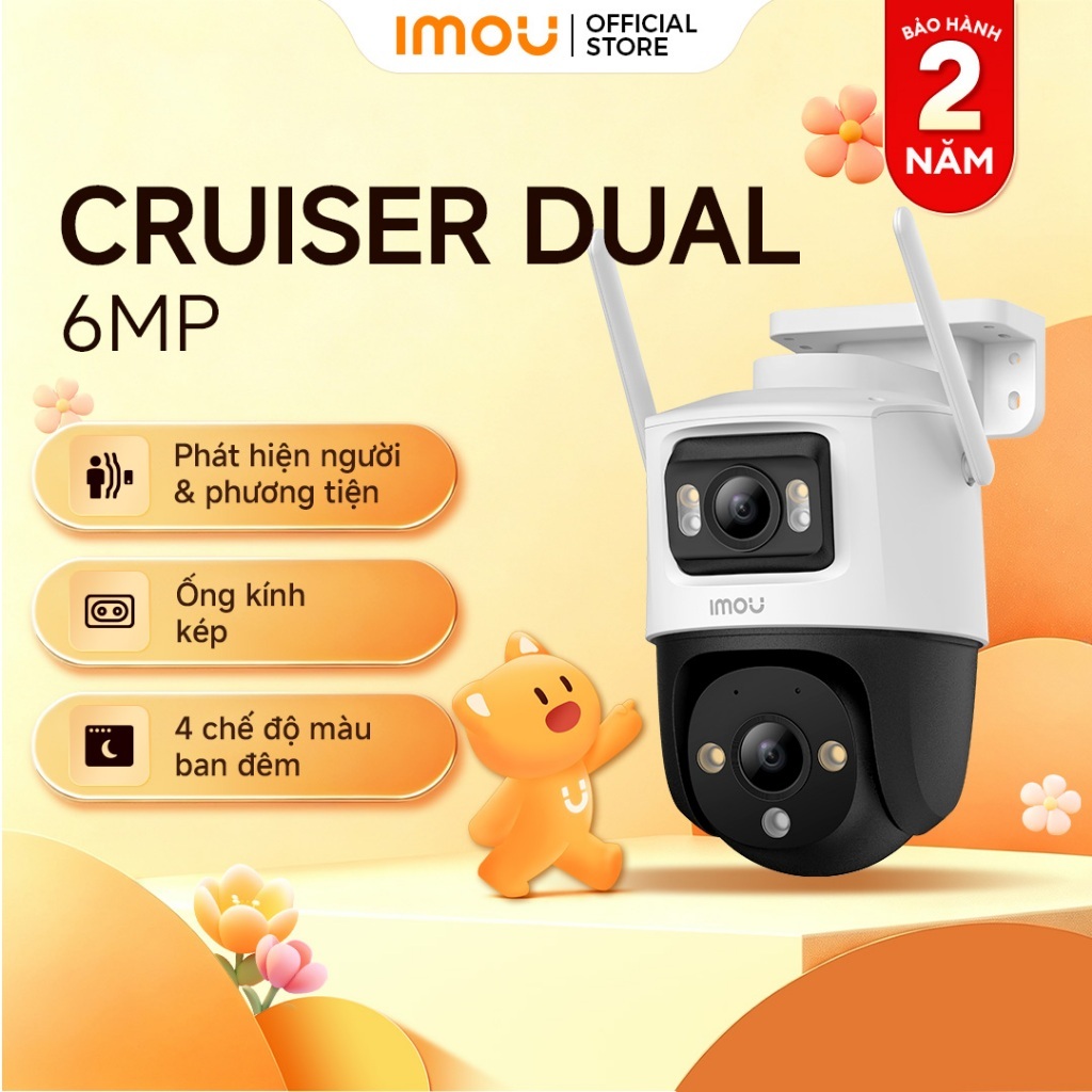 Camera Wifi ngoài trời 2 mắt Imou Cruiser Dual I 6MP/10MP I IPC-S7XP-10M0WED I Xoay 360° | Còi hú
