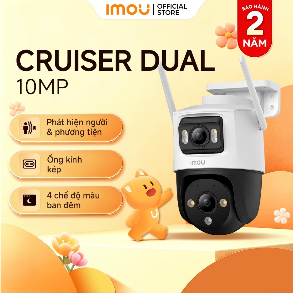 Imou Camera Wifi ngoài trời 2 mắt Cruiser Dual 10MP 64GB I IPC-S7XP-10M0WED I Xoay 360° | Phát hiện con người | Còi hú