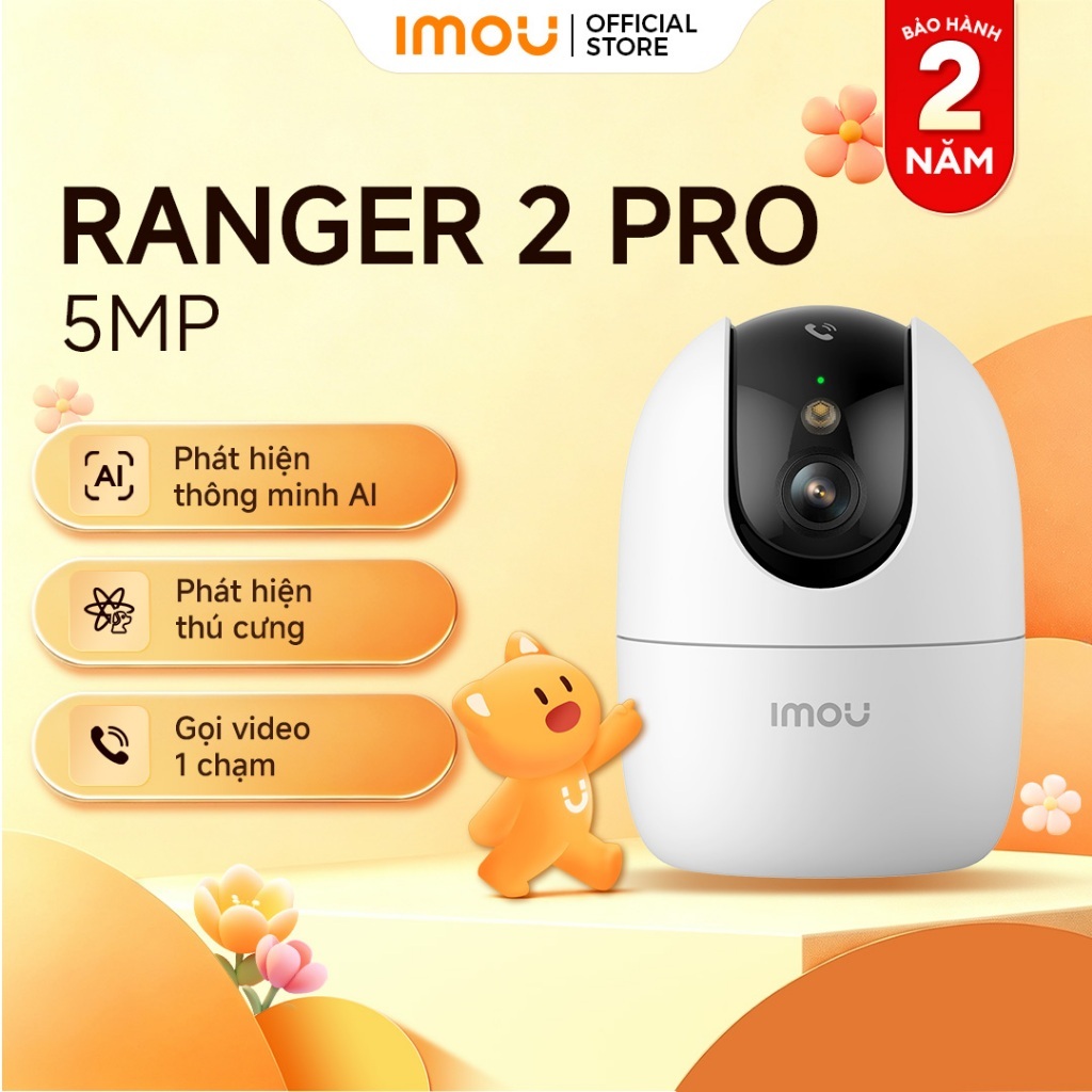 Imou Camera Wifi trong nhà Ranger 2 Pro 5MP I IPC-S2EP-5R1S I Wi-Fi 6 băng tần kép I  Phát hiện người & thú cưng