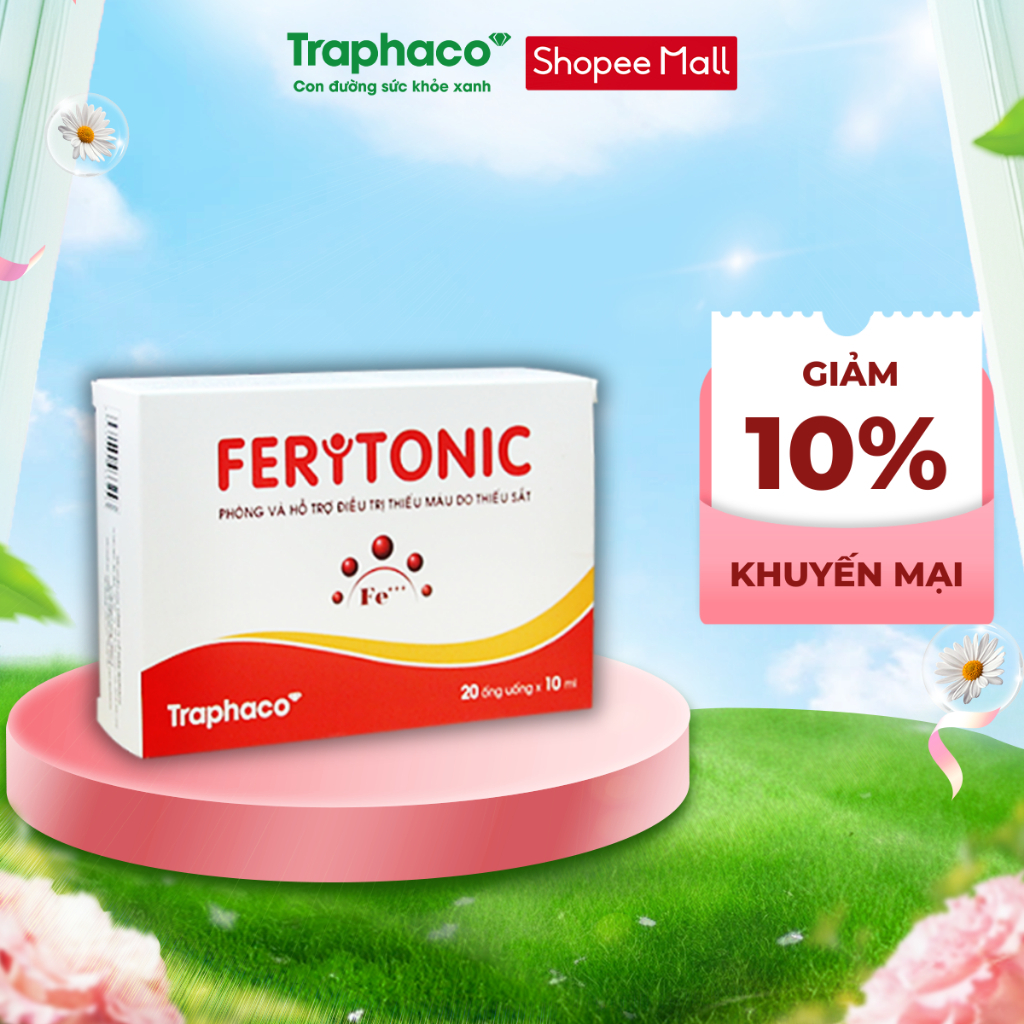 TPBVSK FERITONIC Traphaco Bổ Sung Sắt Cho Bé Và Mẹ Bầu, Giảm Nguy Cơ Thiếu Máu, Tái Tạo Hồng Cầu Hộp 2 Vỉ x 10 Ống