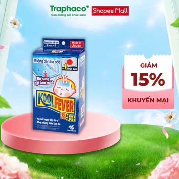 TTBYT Miếng Dán Hạ Sốt Koolfever Dành Cho Trẻ Em Traphaco - Hỗ Trợ Hạ Sốt, Mát Da, Giảm Nhiệt Hộp 8 Gói
