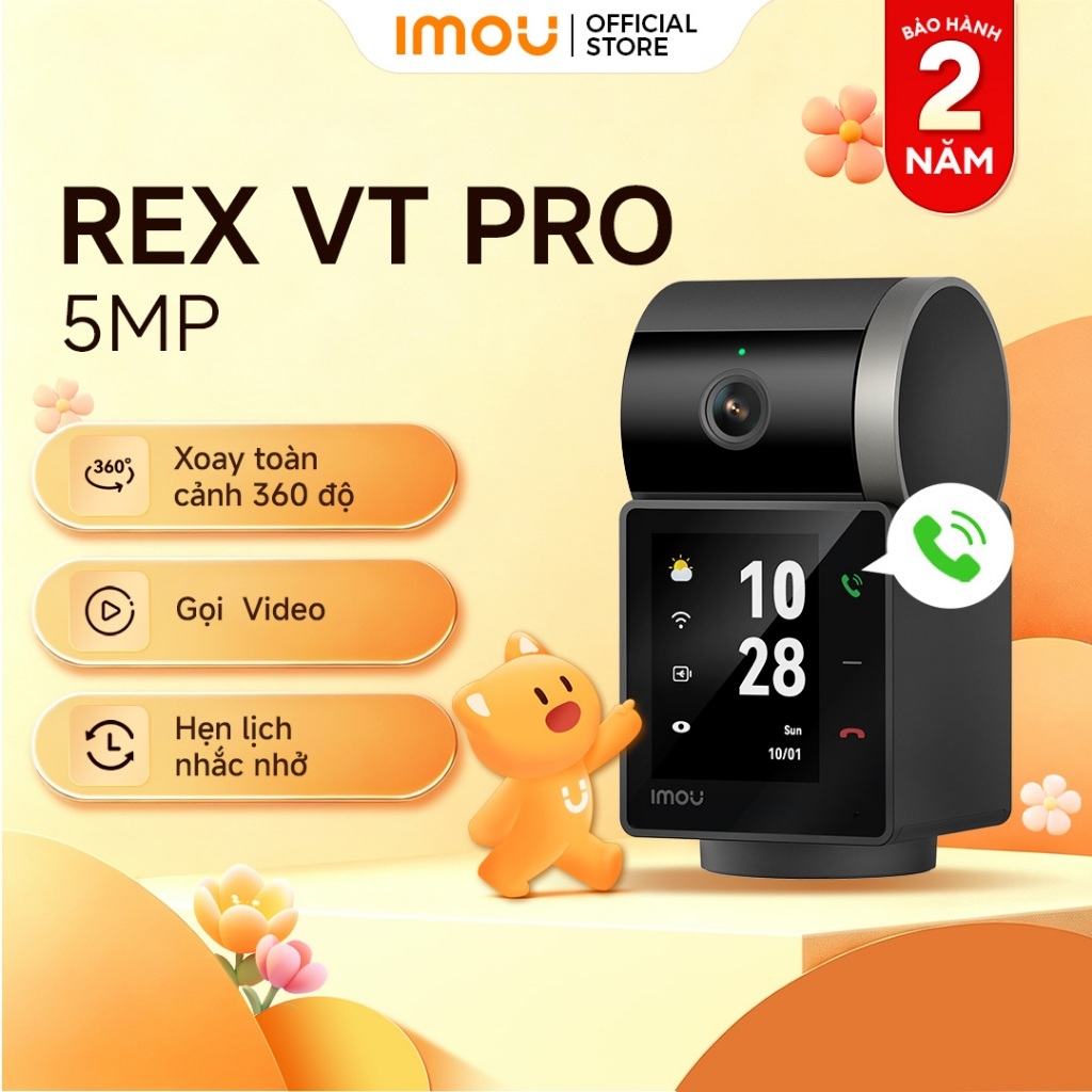 Camera Wifi dùng pin trong nhà Imou Rex VT Pro 3K I S2VBP I Xoay 360 I Bảo vệ toàn cảnh I Pin 2000mAh