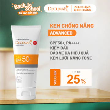 Kem Chống Nắng Ngăn Ngừa Mụn Decumar 50g, Kiềm Dầu, Thẩm Thấu Nhanh, SPF 50+, PA++++