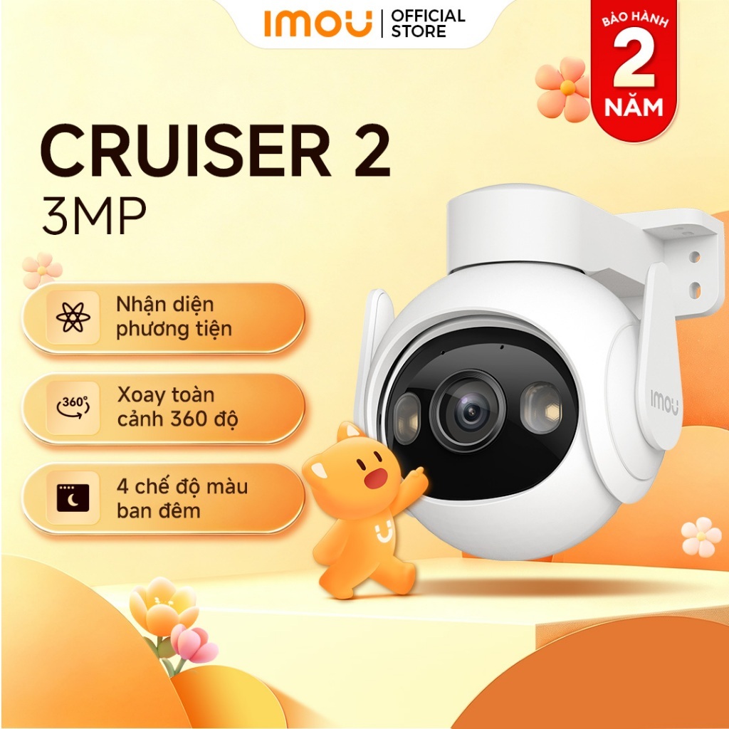 Camera Wifi ngoài trời Imou Cruiser 2 I 3MP/5MP I IPC-GS7EP-5M0WE I Đàm thoại 2 chiều I Phát hiện phương tiện