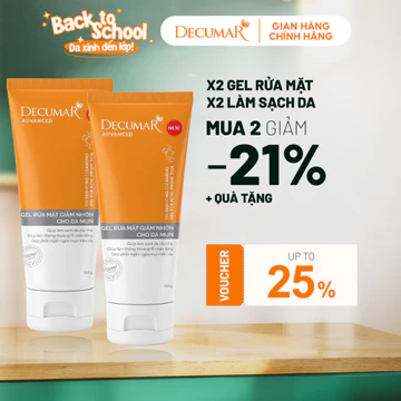 Combo 2 Gel rửa mặt cho da dầu mụn Decumar Advanced làm sạch sâu, cân bằng độ PH, kiểm soát nhờn, ngừa mụn