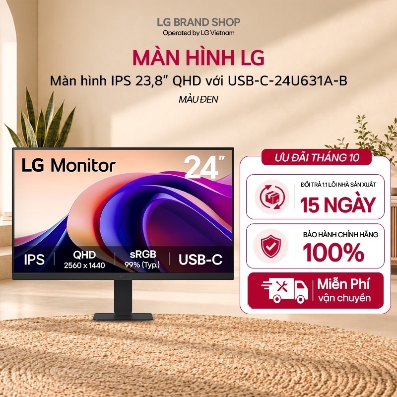 [Chỉ giao miền Bắc/Nam] 24U631A-B - Màn hình IPS 23,8” QHD với USB-C
