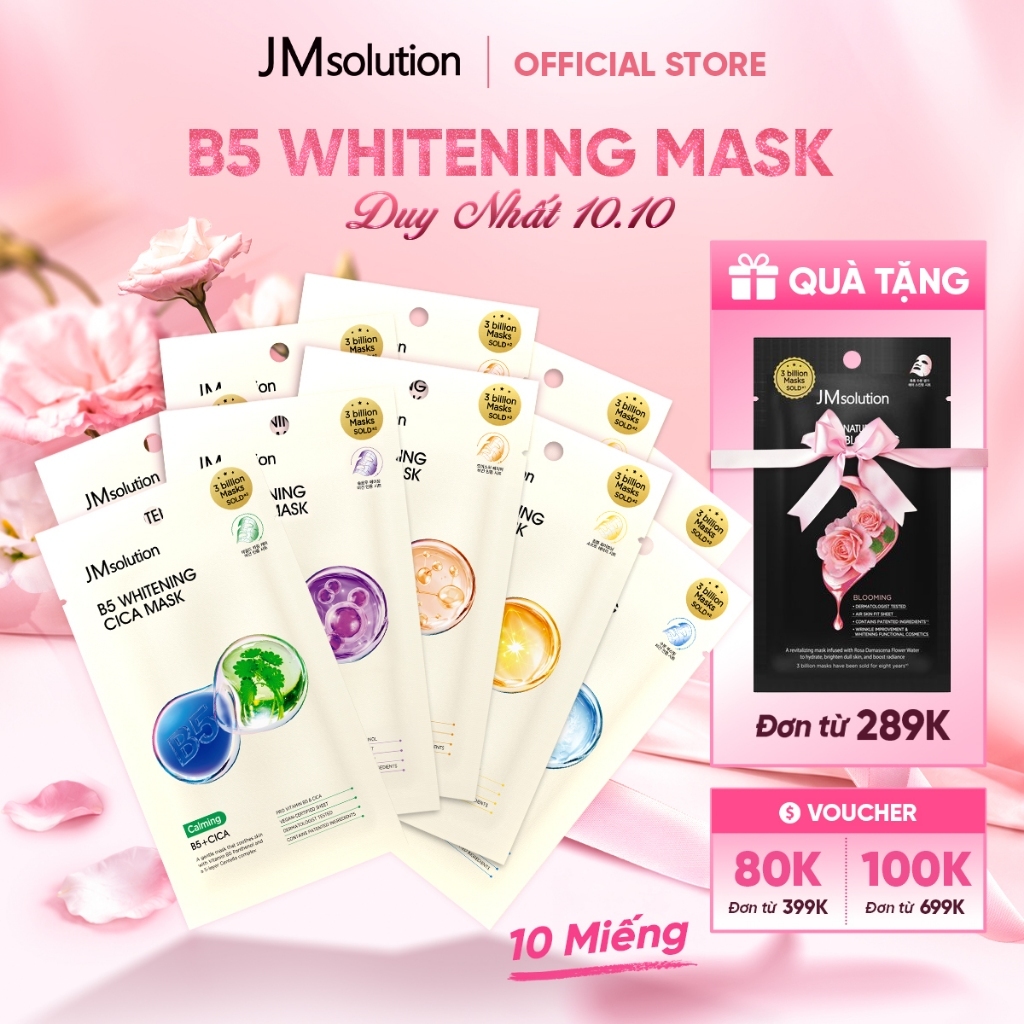 JMsolution Combo 10 Miếng Mặt Nạ B5 Whitening Mask 25ML Hỗ Trợ Cấp Ẩm Dưỡng Sáng Làm Dịu Chăm Sóc Da Theo Nhu Cầu