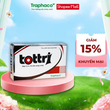 TPBVSK Tottri - Co Búi Trĩ, Hỗ Trợ Giảm Các Triệu Chứng Trĩ Nội, Trĩ Ngoại, Táo Bón Hộp 3 Vỉ x10 Viên [Che tên]