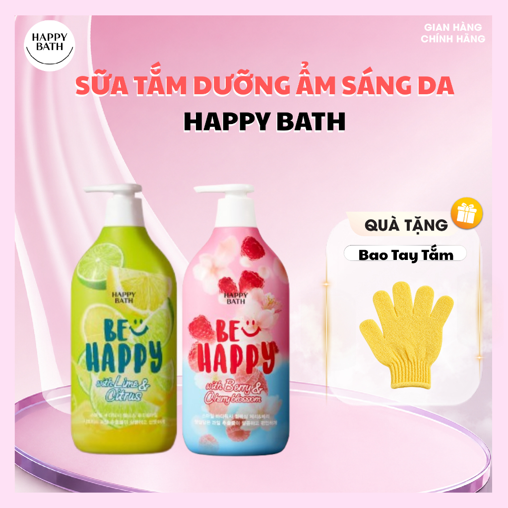 Sữa Tắm Happy Bath Be Happy 900gr Chính Hãng Hàn Quốc Dưỡng Ẩm, Thơm Lâu Nhiều Mùi Hương