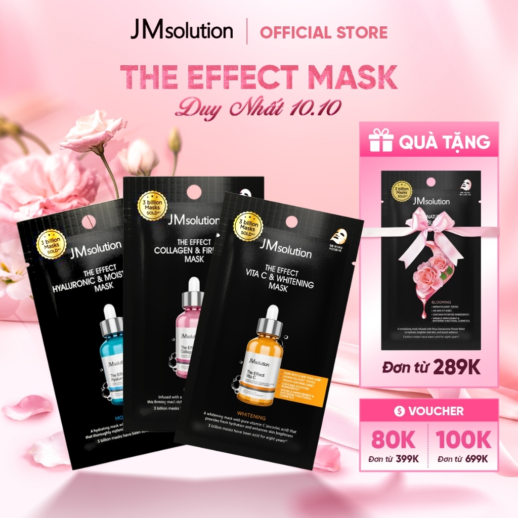 JMsolution Combo 10 Miếng Mặt Nạ The Effect Mask 24ml Chính Hãng Hỗ Trợ Cấp Ẩm, Dưỡng Da Mềm Mịn, Cải Thiện Đàn Hồi Da