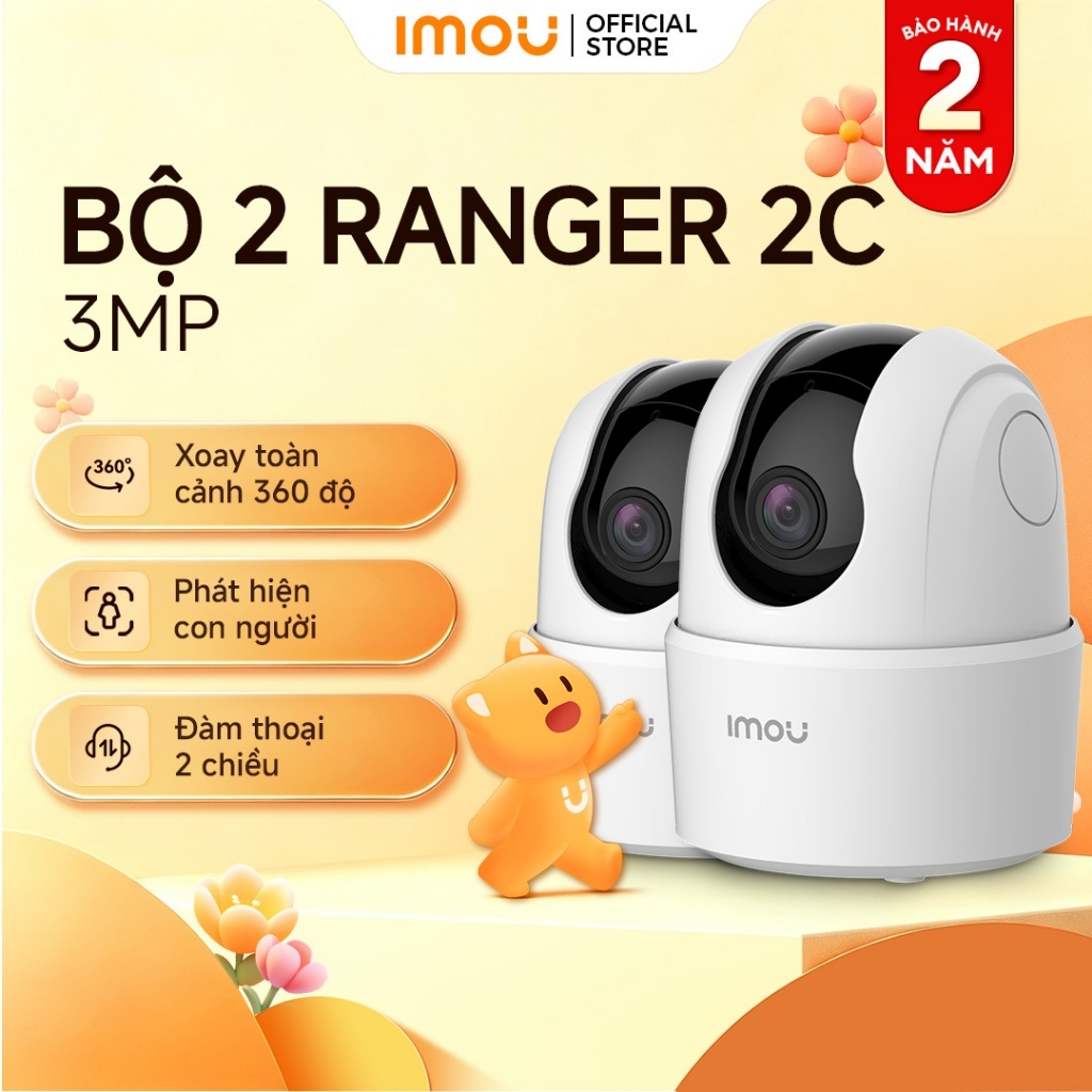 Bộ 02 Camera Wifi trong nhà Imou Ranger 2C (3MP) I Bảo hành 2 năm I TA32CP