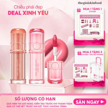 [NEW MINI PINK] Son Tint Lì The Juicy Lasting Mini/ Son Tint Bóng Romand Glasting Color Gloss Mini ThegioiSkinfood