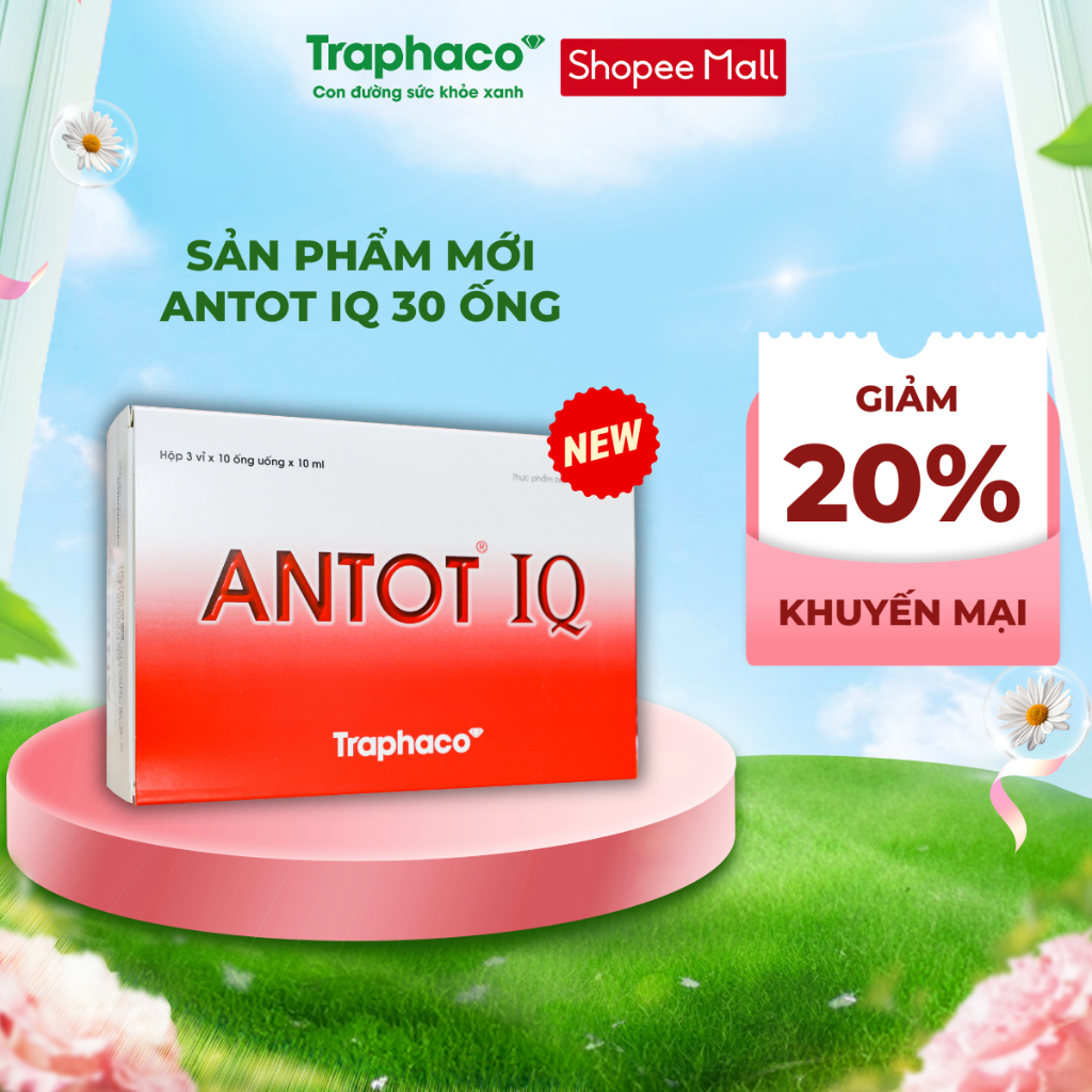 [30 ống] TPBVSK Antot IQ Traphaco Tăng Khả Năng Hấp Thu, Hỗ Trợ Phát Triển Trí Não Hộp 3 vỉ x 10 ống