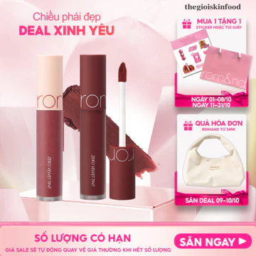 Son Kem Lì Hàn Quốc Romand Zero Velvet Tint 5.5g (05 Đỏ Gạch, 06 Đỏ Nâu, 20 Đỏ Trầm) ThegioiSkinfood