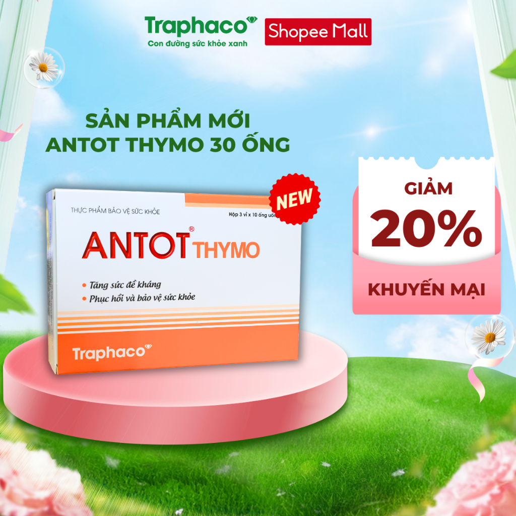 [30 ống] TPBVSK Antot Thymo Traphaco Hỗ Trợ Tăng Sức Đề Kháng Giúp Ăn Ngon Hộp 3 Vỉ x 10 Ống