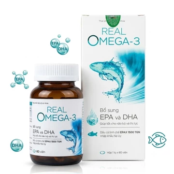 Real Omega-3, Giúp bổ sung Omega 3 giúp tốt cho não bộ và thị lực, Lọ 60 viên