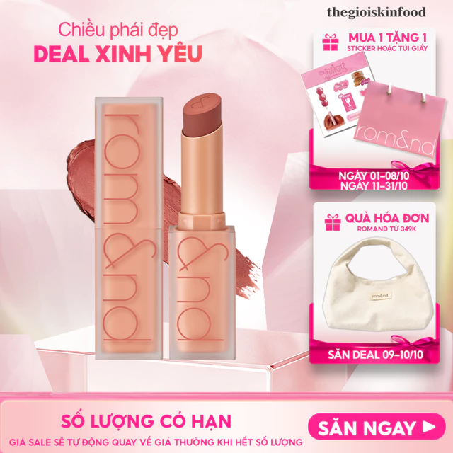 Son Thỏi Siêu Lì Cao Cấp Hàn Quốc Romand New Zero Matte Lipstick 3g ThegioiSkinfood