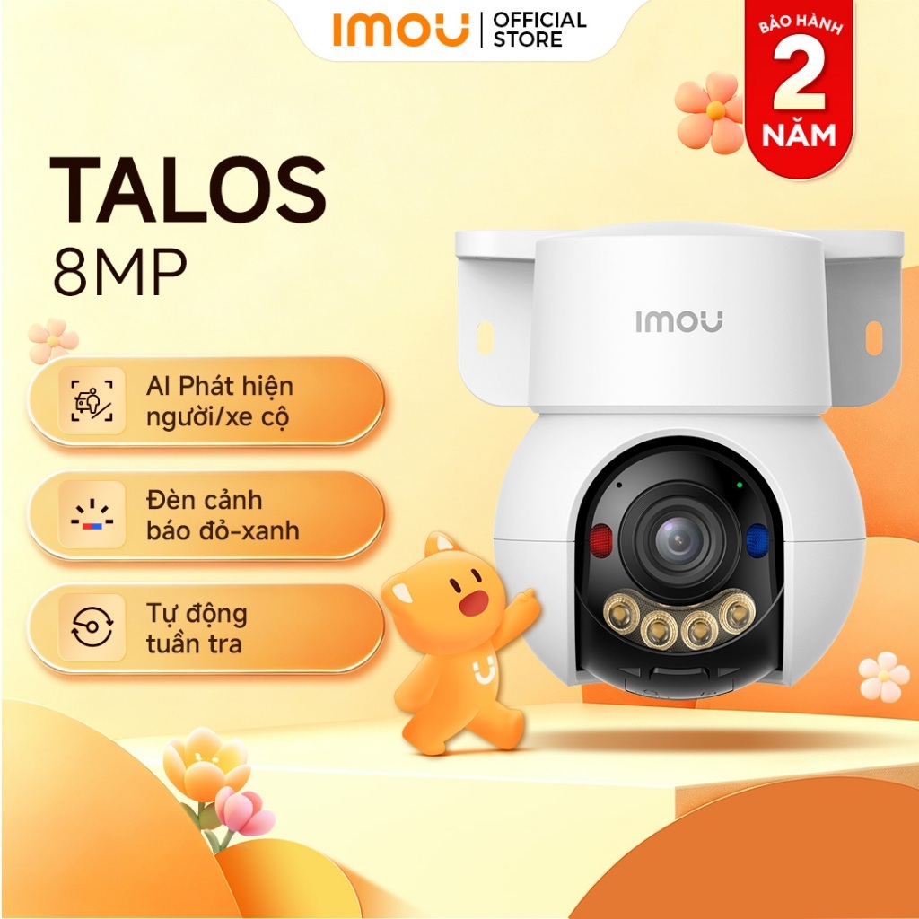 Camera Wifi Ngoài TrờI IMOU Talos 8MP 4K |IPC-S7MP-8V0S | IP65 | Nhìn Đêm Màu AI