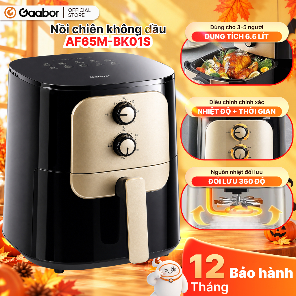 Nồi chiên không dầu GAABOR 6.5 lít AF65M-BK01A / AF65M-BK01S dung tích lớn, công suất mạnh 1400W nồi chiên đa năng