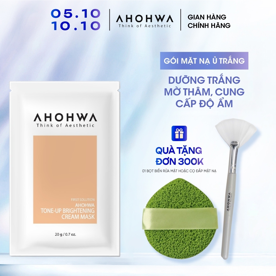 Gói mặt Nạ Ủ Trắng Dạng Kem AHOHWA Tone-Up Brightening Cream Mask