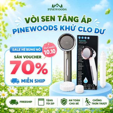 Vòi Hoa Sen Tăng Áp PINEWOODS Lực Nước Chất Liệu Mạ Inox Chống Gỉ Kèm Lõi Lọc 3 Chế Độ nước Kèm Lõi Lọc SL900