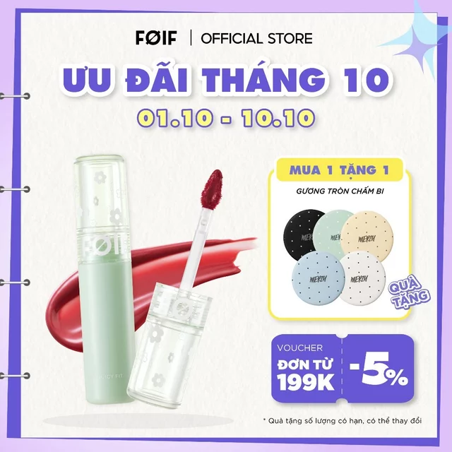 Son Tint Bóng Thuần Chay, Ẩm Mọng, Bền Màu FOIF Juicy Fit Tint 3g (date)