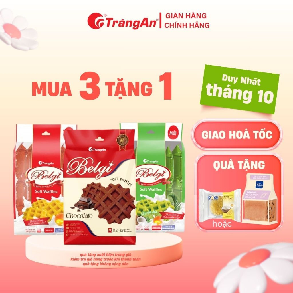 Bánh trứng sữa mềm Belgi dạng túi 230g, bổ sung DHA, tốt cho sức khỏe 10 bánh/t thương hiệu Tràng An