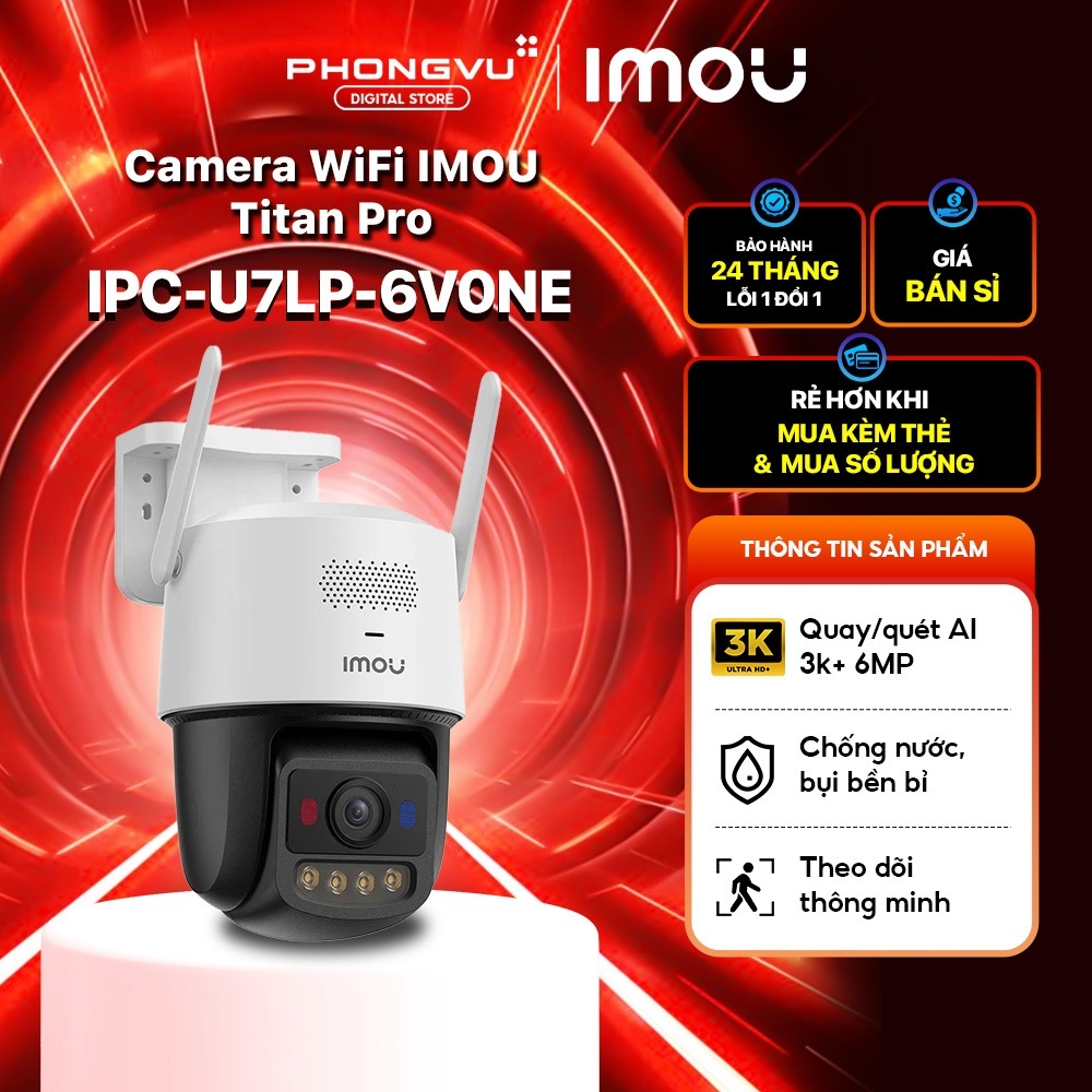 Camera Wifi Imou Titan Pro U7LP-6V0NE 6MP 3K+ - Aurora Full Color - WiFi 6 - PoE - Bảo Hành 24 Tháng