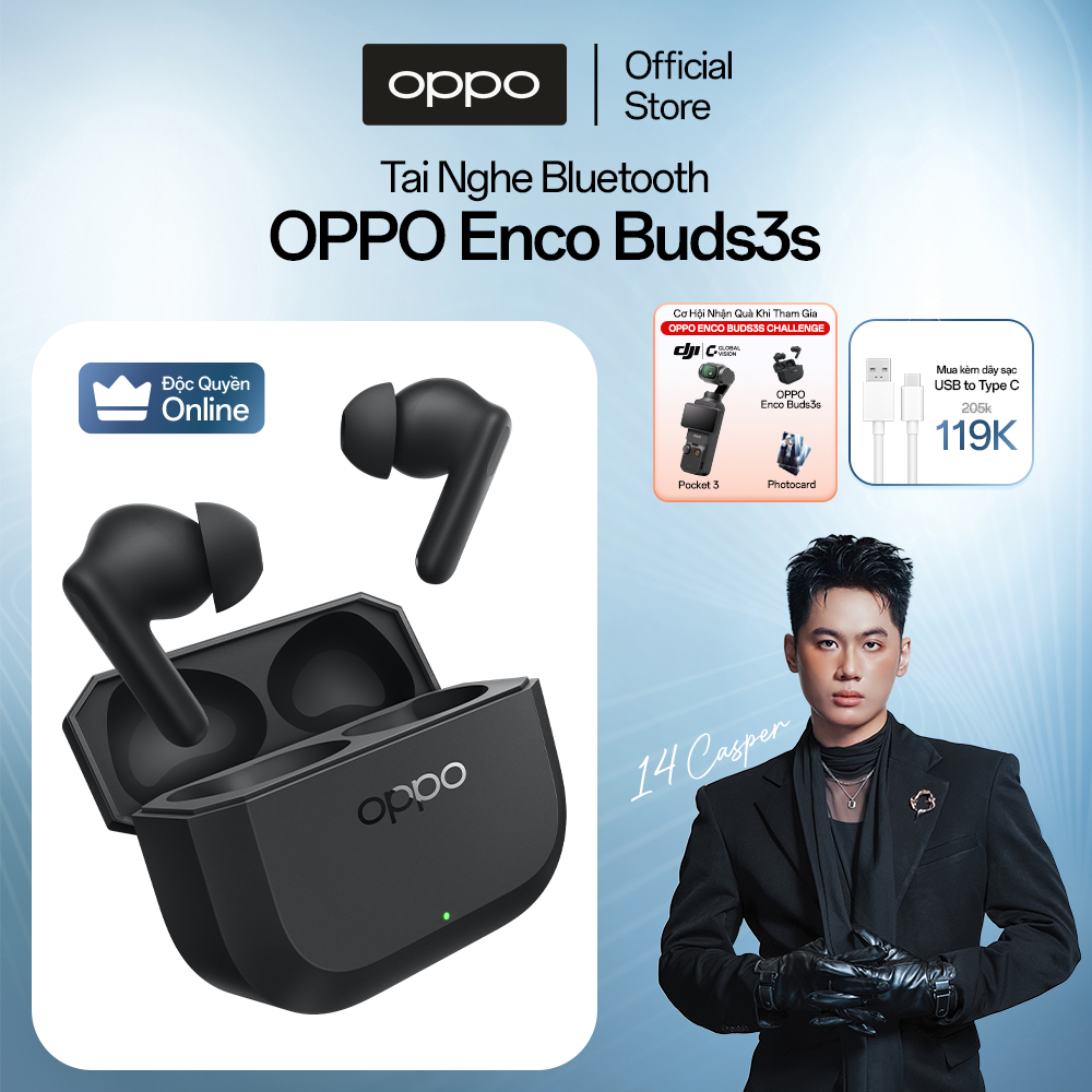 [Độc quyền Online] Tai nghe Bluetooth OPPO Enco Buds 3s, dịch thuật AI, pin đến 54h, sạc siêu tốc, màng loa lớn đa chiều