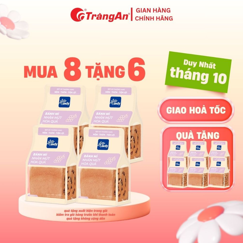 [MUA 8 TẶNG 6] Bánh Mì Ăn Sáng Handy Mứt Hoa Quả 80Gr kết hợp 3 loại mứt trái cây thơm ngon hảo hạng- Tràng An