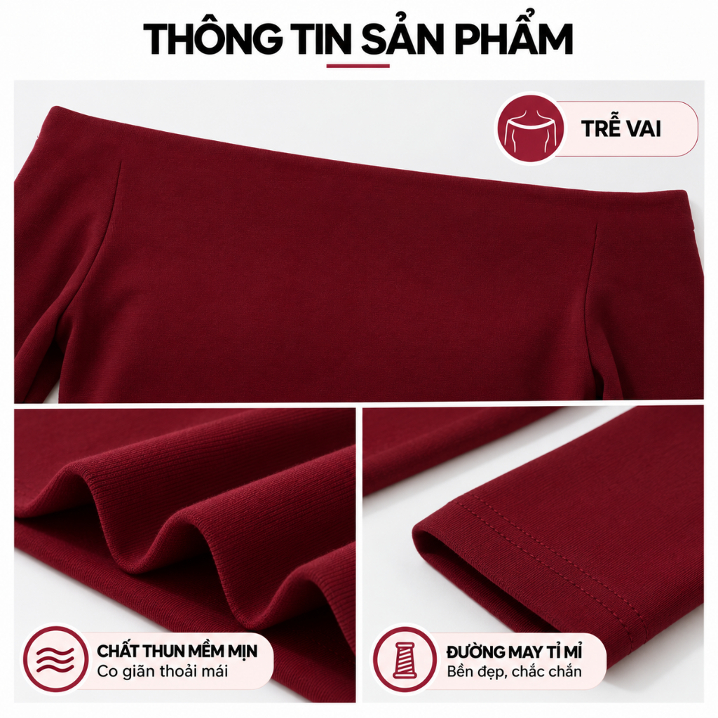 Áo Thun Nữ Ôm Body TAY DÀI TRỄ VAI BORIP LỤA Dáng Dài DD157, Áo Bẹt Vai Gợi Cảm Kiểu Trơn BAINE | BigBuy360 - bigbuy360.vn