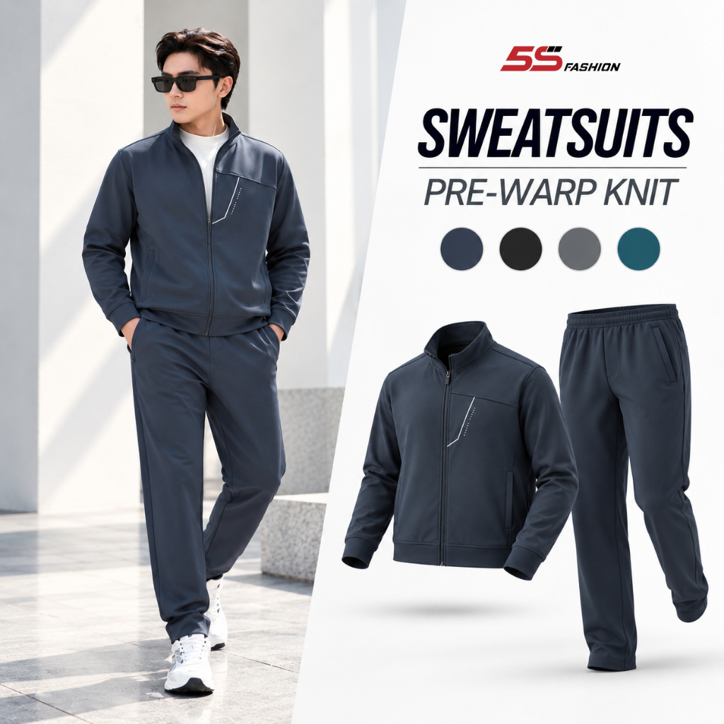 [GIÁ MỞ BÁN]Bộ Nỉ Khóa Nam 5S FASHION PRE-WARPKNIT Dệt Dọc Hai Lớp Cao Cấp, Thiết Kế Khỏe Khoắn MBNK