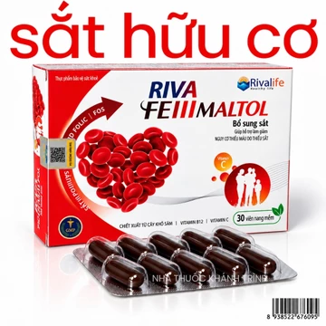 (30 viên) Bổ máu Riva Fe III Maltol (Sắt 3, Acid Folic, B12) - bổ sung sắt, không gây táo bón