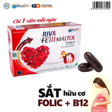 (30 viên) Viên sắt 3 Riva Fe III Maltol - bổ máu, giảm nguy cơ thiếu máu