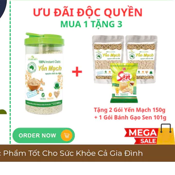 Yến Mạch Nguyên Chất XUÂN AN Hộp 800g( Tặng 2 Gói Yến Mạch 150g + 1 Gói Bánh Gạo Ngọt Dịu 101g))
